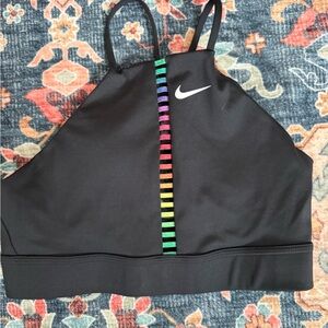 Nike Black Sports Bra with Multicolor Stripe Small